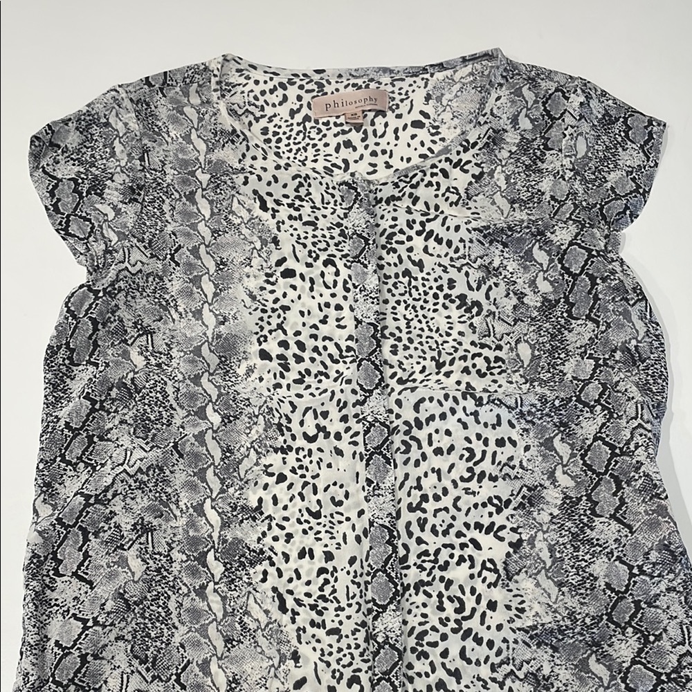 Philosophy Women's Black and White Animal Print Top